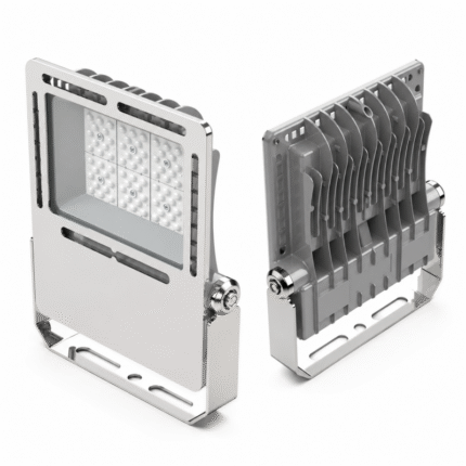 Corrosion resistant LED flood light with marine grade stainless steel bracket for coastal and port lighting applications
