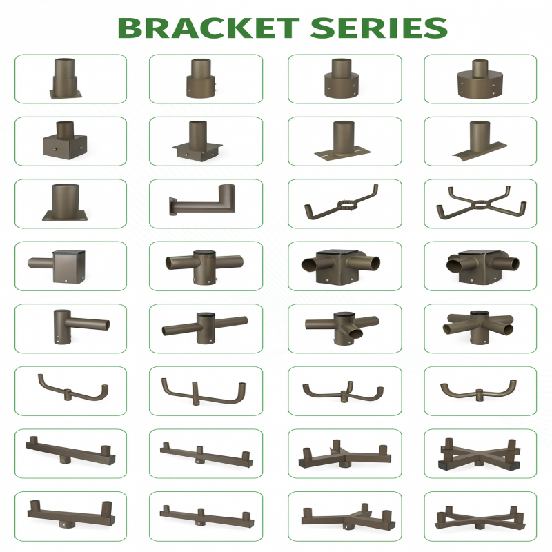 Outdoor lighting bracket series for pole and wall mounting solutions