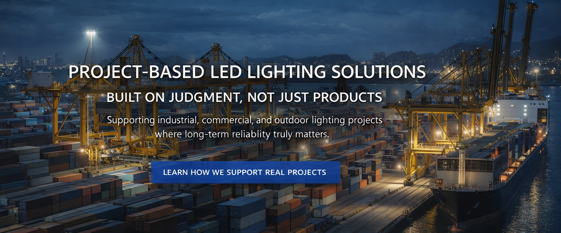 Project-based LED lighting solution for industrial harbor and outdoor applications