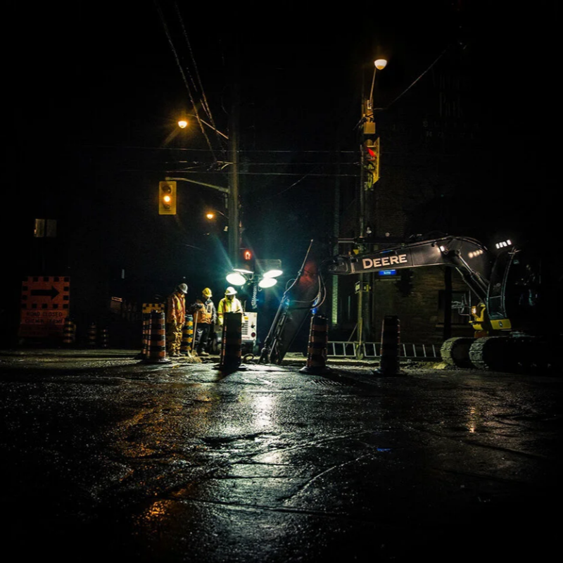 Temporary lighting solution for night construction and road maintenance projects