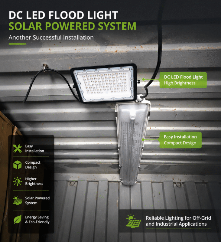 DC Solar LED Flood Light Solution for Warehouse